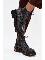 Lakované kožené dámské boty Artiker – šedé