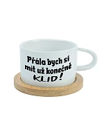 PŘÁLA BYCH SI MÍT UŽ KONEČNĚ KLID! - bílý hrníček makronka 200 ml PŘÁLA BYCH SI MÍT UŽ KONEČNĚ KLID! - bílý hrníček makronka 200 ml