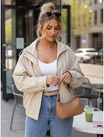 Dámská semišová bunda bomber béžová FashionStreet TY5657