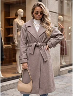 Dlouhý dámský kabát s vázáním v pase, Fango FashionStreet NY0810 Dlouhý dámský kabát s vázáním v pase, Fango FashionStreet NY0810