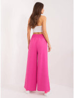 Široké dámské kalhoty ve fuchsijové barvě s gumou v pase (8390)