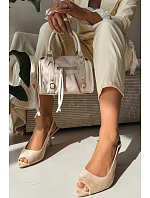 Dámské sandály na podpatku Eko semiš Béžové Sevina