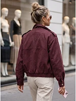 Dámská semišová bomberka v bordó barvě FashionStreet TY6066 Dámská semišová bomberka v bordó barvě FashionStreet TY6066