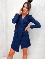 Tmavě modré žebrované pruhované šaty ve stylu saka (8240) Tmavě modré žebrované pruhované šaty ve stylu saka (8240)