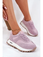 Semišové Sneakersy Na Platformě Dámské Big Star RR274900 HI-POLY SYSTEM Fialové