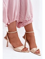 Dámské sandály na podpatku z eko kůže béžové Sedira