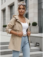 Dámská přechodná bunda s kapucí v kamelové barvě FashionStreet TY5627