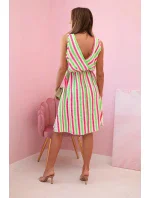 Dámské bavlněné šaty v barevných pruzích neonově zelená