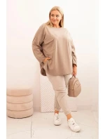 Dámská blůza Plus Size s bavlnou, s kapsou a ohrnovacími rukávy fango Dámská blůza Plus Size s bavlnou, s kapsou a ohrnovacími rukávy fango