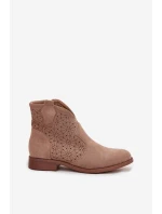 Dámské Kotníkové Boty Na Ploché Podpatky S Barški HY52 532 Béžové Dámské Kotníkové Boty Na Ploché Podpatky S Barški HY52 532 Béžové