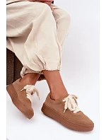 Semišové tenisky s kožíškovým šněrováním Kobbo 79655 Camel Semišové tenisky s kožíškovým šněrováním Kobbo 79655 Camel