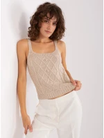 Béžový dámský dvoudílný komplet - top a svetr (8019)