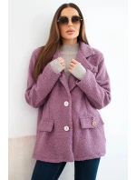 Dámská bunda z měkkého beránka s límcem fialová