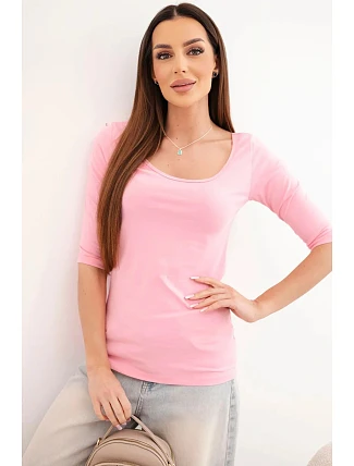 Halenka kulatý výstřih světle růžová