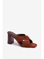 Dámské sandály na podpatku hnědé Denessa