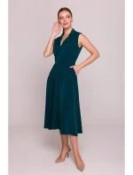 S409 Košilové šaty ve fitted střihu - zelené S409 Košilové šaty ve fitted střihu - zelené