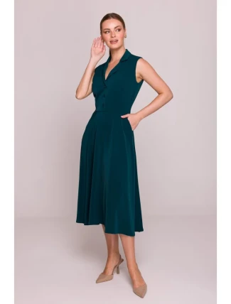 S409 Košilové šaty ve fitted střihu - zelené S409 Košilové šaty ve fitted střihu - zelené