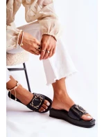 Dámské módní kožené pantofle Černá Adaline Dámské módní kožené pantofle Černá Adaline