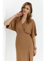 Maxi šaty K163 béžové - Makover Maxi šaty K163 béžové - Makover