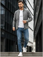 Pánská světle šedá mikina na zip FashionStreet BX4773