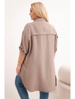 Dámská košile Plus Size z viskózy s delším zadním dílem fango