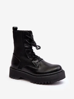 Dámské boty s ponožkou šněrované černé Dedinva