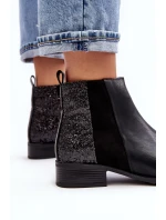 Dámské sbalené boty na plochém podpatku s cvočky černé Messio