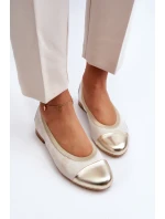 Zazoo 2890 Kožené baleríny Zlaté Ošoupané