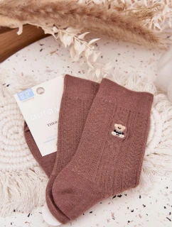 Teplé dámské ponožky s vlnou Medvídek Hnědé