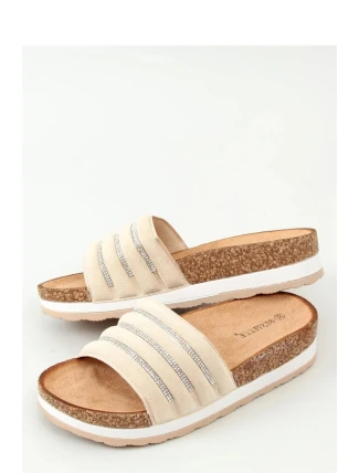 Dámské nazouváky LS018 Béžovo-hnědá - BESTELLE Dámské nazouváky LS018 Béžovo-hnědá - BESTELLE