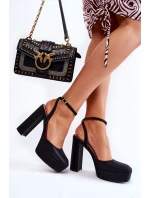 Dámské sandály třpytivé na podpatku Černe Rosel