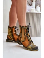 Dámské Kožené Boty Na Plochém Podpatku Maciejka 06719-07 Žluté