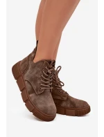 Semišové nízké dámské kotníky na platformě Big Star SS274594 béžové Semišové nízké dámské kotníky na platformě Big Star SS274594 béžové