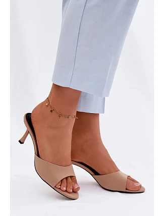 Dámské sandály na podpatku látkové Béžové Selmira