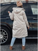 Dámská zimní bunda ELEGANTI dlouhá s kapucí světle šedá FashionStreet TY4657