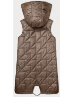 Tmavě béžová prošívaná dámská vesta s asymetrickou spodní částí S'West (B8237-101)