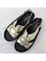 Dámské kožené sandály na platformě zlaté S.Barski KV51-031