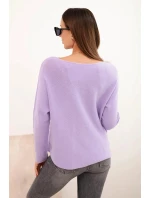 Svetr dámský z viskózy s výstřihem do V světle fialový