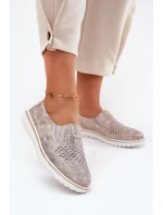 Semišové nazouvací boty Béžovo-zlatá Inez