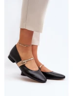 Dámské kožené baleríny na plochém podpatku Laura Messi 2774 černé