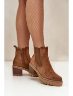 Dámské Zateplené Botky Na Podpatku Eko Semišové Hnědé Irissinae Dámské Zateplené Botky Na Podpatku Eko Semišové Hnědé Irissinae