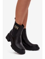 Dámské kotníkové boty se zlatým detailem zateplené černé Serene