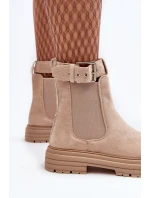 Semišové boty Chelsea na masivní podrážce, světle béžové Ozaro Semišové boty Chelsea na masivní podrážce, světle béžové Ozaro