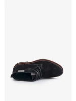 Semišové Pánské Šněrovací Kotníkové Boty Big Star OO174146 Černé