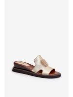 Dámské Klapky Na Klínu Eko Kůže Se Zdobením Zlaté Sarela Dámské Klapky Na Klínu Eko Kůže Se Zdobením Zlaté Sarela