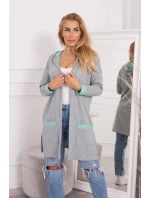 Dvoubarevná pelerína s kapucí 21679 mint+šedá - Kesi Dvoubarevná pelerína s kapucí 21679 mint+šedá - Kesi