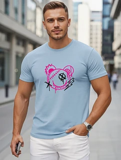 Pánské bavlněné tričko s potiskem ve stylu graffiti, modré, FashionStreet NX0136R