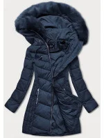 Tmavě modrá dlouhá dámská prošívaná zimní bunda (7689) Tmavě modrá dlouhá dámská prošívaná zimní bunda (7689)