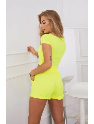 Bavlněná souprava se šortkami žlutá neonová Bavlněná souprava se šortkami žlutá neonová