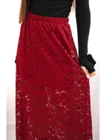 Dámská sukně s krajkou a podšívkou bordová